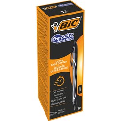 Bic Gelocity Gel Pen Retractable Medium 0.7mm Black Pack of 12