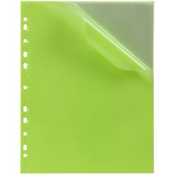 Marbig Soft Touch Display Book A4 10 Pocket Punched 11 Binder Holes Lime