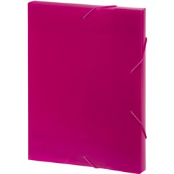 Marbig Document Box A4 30mm Elastic Band Closure Pink