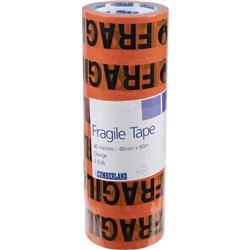 Cumberland Fragile Tape 48mm x 66m Black On Orange Pack Of 6 