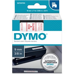 Dymo D1 Label Cassette Tape 6mmx7m Red on White