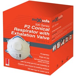 Maxisafe P2V Conical Respirator White Box of 10 