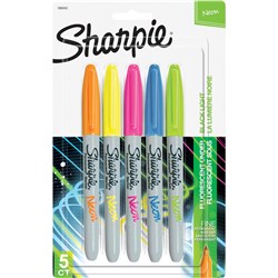 Sharpie Fine Point Marker Permanent 1.0mm Neon Assorted Pack of 5