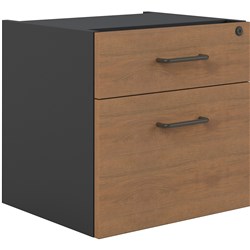 OM Premier Fixed Pedestal 1 Drawer 1 File 464Wx400Dx450mmH Regal Walnut And Charcoal 