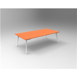 Rapidline Eternity Meeting And Boardroom Table 2400W x 1200D x 730mmH Cherry Top White Base