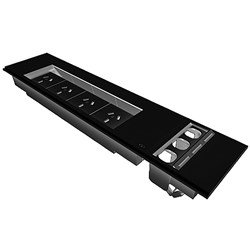Rapidline Table Surface  Mounted Flip Box 4 GPO + 3 Data Provisions Black