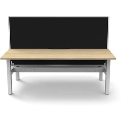 Rapidline Boost Static Back To Back Workstation+Screen+Tray 2 Person 1200mmW Oak/White