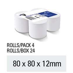 Victory 610 Paper Cash Register/EFTPOS Rolls 80 x 80 x 12mm Thermal Pack Of 4