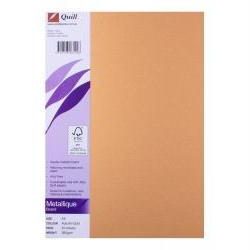 QUILL METALLIQUE BINDER COVER A4 285gsm Autumn Gold PK25