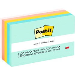 Post-It 655-AST Assorted Notes 73mmx123mm Beachside Caf Pack of 5
