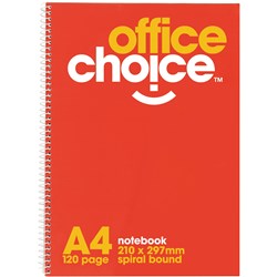 Office Choice Spiral Notebook A4 Ruled 120 Page Side Bound  