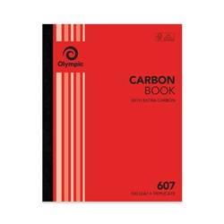 Olympic No 607 Carbon Triplicate Book Feint Ruled 250 x 200mm 100 Leaf Red