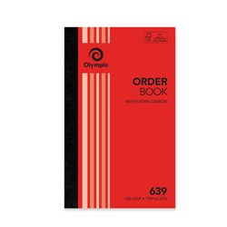 Olympic No 639 Carbon Triplicate Order Book 200 x 125mm 100 Leaf Red