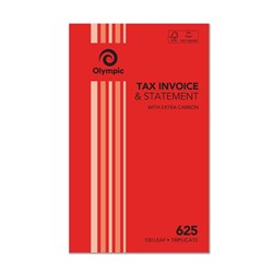 Olympic No 625 Invoice Statement Carbon Triplicate Book 200 x 125mm 100 Leaf Red