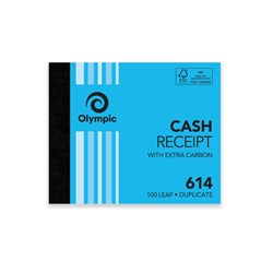 Olympic No 614 Carbon Duplicate Cash Receipt Book 100 x 125mm 100 Leaf Blue