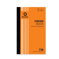 Olympic No 738 Carbonless Duplicate Order Book 200 x 125mm 50 Leaf Orange