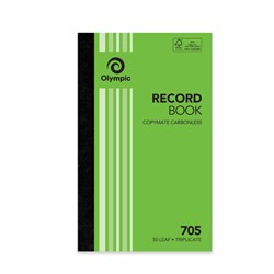 Olympic No 705 Carbonless Triplicate Record Book 200 x 125mm 50 Leaf Green