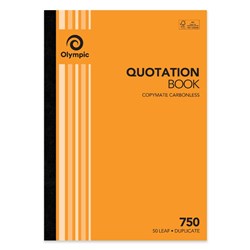 Olympic No 750 Carbonless Duplicate Order Book A4 25 Leaf Orange