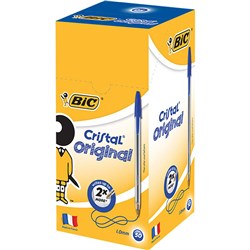 Bic Cristal Original Ballpoint Pen Medium 1mm Blue  Box of 50