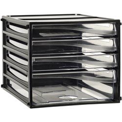 Esselte Desktop Filing Drawers 4 Clear Drawers Black Shell 