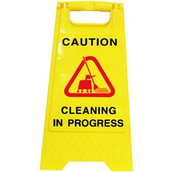 Cleanlink A-Frame Safety Sign Cleaning In Progress 320W x 310D x 650mmH Yellow