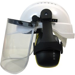 Maxisafe Helmet With Clear Visor And Earmuffs White 