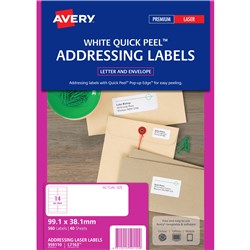 Avery Mailing Labels Laser  L7163 99.1x38.1mm 14UP 560 Labels 40 Sheets