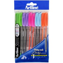 Artline 8210 Smoove Ballpoint Pen Medium 1mm Brights Pack Of 10