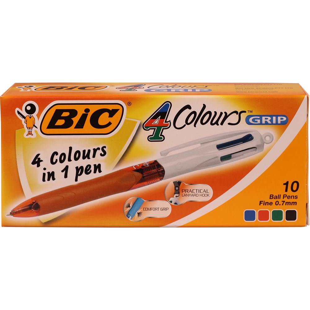 Bic Colour Ballpoint Pen Retractable Fine Grip Barrel Box of 10